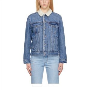 Levi’s Ex-Boyfriend Blue Denim Sherpa Trucker Jacket